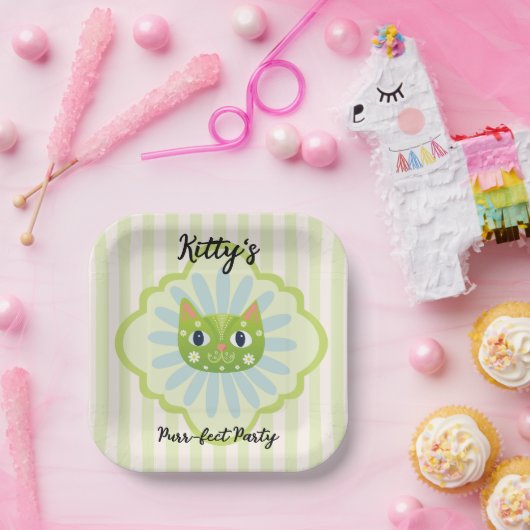 Daisy Kat Face Spint-fect Verjaardagsfeest Papieren Bordje (Feest)