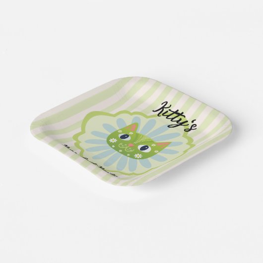 Daisy Kat Face Spint-fect Verjaardagsfeest Papieren Bordje (Gebogen)