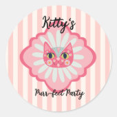 Daisy Kat Face Spint-fect Verjaardagsfeest Ronde Sticker (Voorkant)