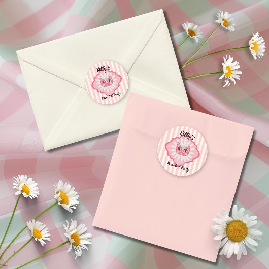 Daisy Kat Face Spint-fect Verjaardagsfeest Ronde Sticker
