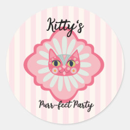 Daisy Kat Face Spint-fect Verjaardagsfeest Ronde Sticker