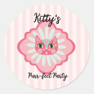Daisy Kat Face Spint-fect Verjaardagsfeest Ronde Sticker