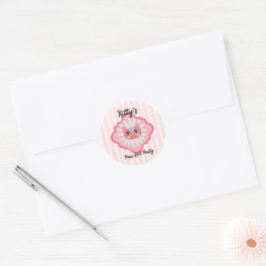 Daisy Kat Face Spint-fect Verjaardagsfeest Ronde Sticker (Envelop)