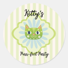 Daisy Kat Face Spint-fect Verjaardagsfeest Ronde Sticker