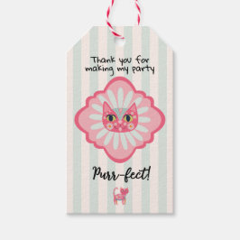 Daisy Kat Gezicht Spint-effect Verjaardag Cadeaulabel