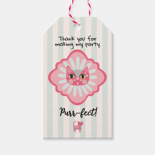 Daisy Kat Gezicht Spint-effect Verjaardag Cadeaulabel (Voorkant)