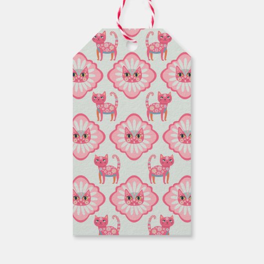 Daisy Kat Gezicht Spint-effect Verjaardag Cadeaulabel (Achterkant)