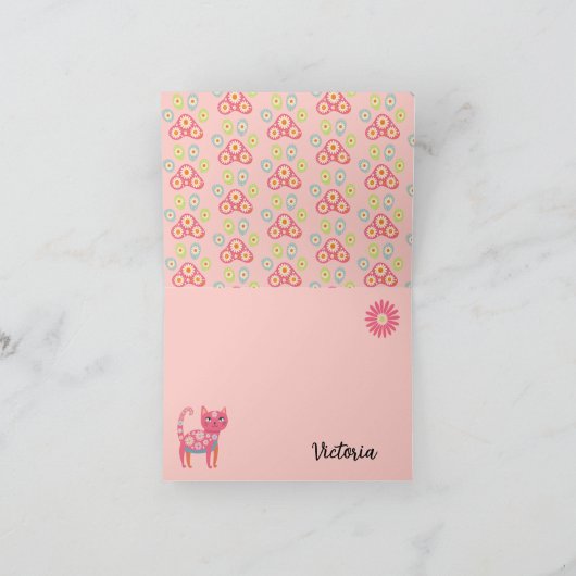 Daisy Kat Gezicht Spint-fect Verjaardag Dank u opm Kaart (Binnen)