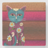 Daisy Kat Stenen Onderzetter (Voorkant)