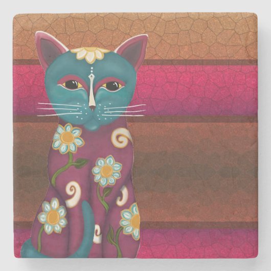 Daisy Kat Stenen Onderzetter (Voorkant)