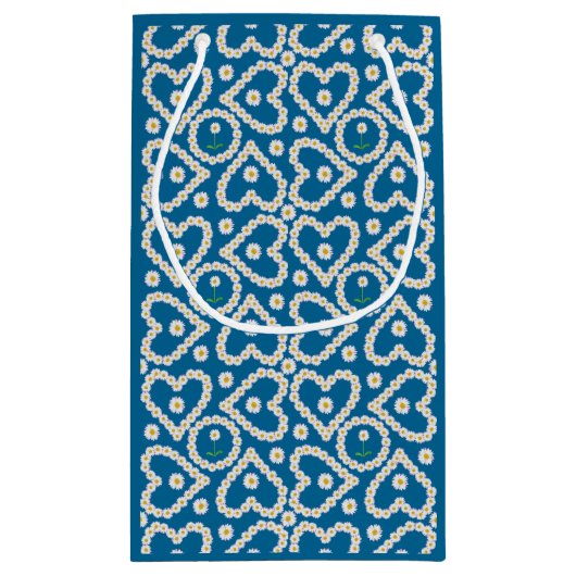  Daisy Kettingen op Blauw, Custom Gift Bag Klein Cadeauzakje (Achterkant)