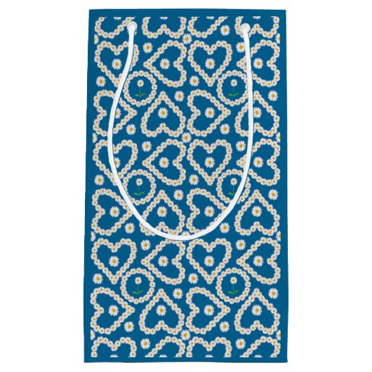  Daisy Kettingen op Blauw, Custom Gift Bag Klein Cadeauzakje (Voorkant)