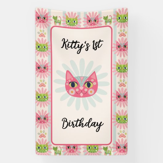 Daisy Kitty verjaardag Spandoek (Verticaal)