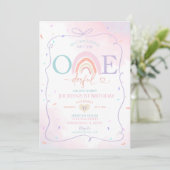 Daisy Kleurrijke Handgetekende 1e Verjaardag Rainb Kaart (Staand voorkant)