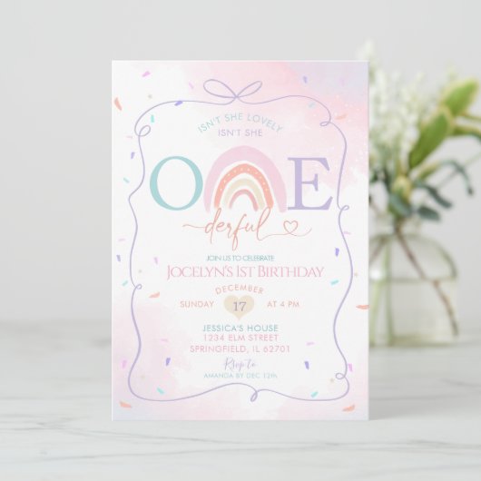 Daisy Kleurrijke Handgetekende 1e Verjaardag Rainb Kaart (Staand voorkant)