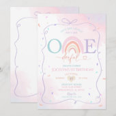 Daisy Kleurrijke Handgetekende 1e Verjaardag Rainb Kaart (Voorkant / Achterkant)