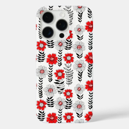 Daisy-krabbels in rood en zwart Case-Mate iPhone case (Achterkant)