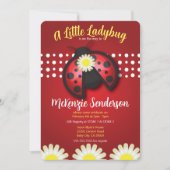 Daisy Ladybug Baby shower – Rood en Zwart Thema Kaart (Voorkant)