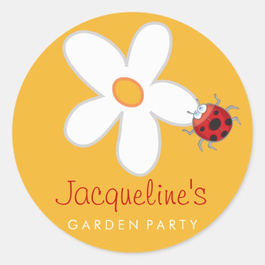 Daisy & Ladybug Kind Tuin Party Favors Sticker (Voorkant)