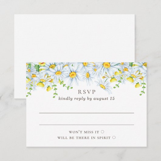 Daisy. Landelijke bloemen. Tuin bloemenbruiloft RSVP Kaartje (Voorkant / Achterkant)