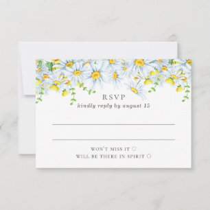 Daisy. Landelijke bloemen. Tuin bloemenbruiloft RSVP Kaartje