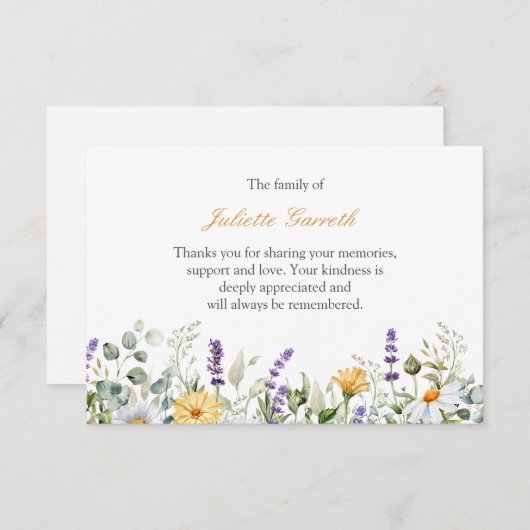 Daisy Lavender botanische begrafenis bedankt (Voorkant / Achterkant)