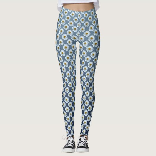 Daisy Leggings White Daisy Wildflower Leggings (Voorkant)