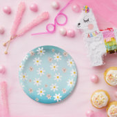 Daisy lelie bloempatroon op zee koppel achtergrond papieren bordje (Feest)