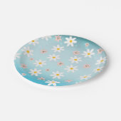 Daisy lelie bloempatroon op zee koppel achtergrond papieren bordje (Gekanteld)