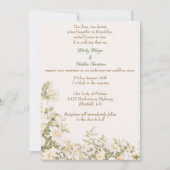 Daisy, Lelie van de Vallei op Ecru bruiloft Kaart (Voorkant)