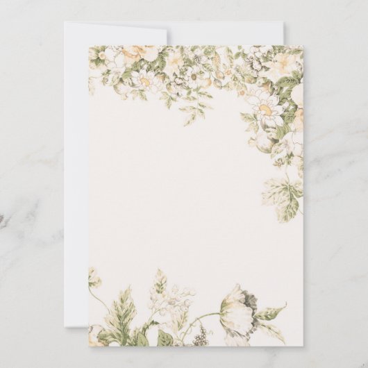 Daisy, Lelie van de Vallei op Ecru bruiloft Kaart (Achterkant)