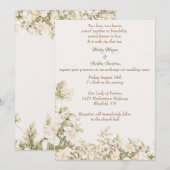 Daisy, Lelie van de Vallei op Ecru bruiloft Kaart (Voorkant / Achterkant)