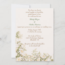 Daisy, Lelie van de Vallei op Ecru bruiloft Kaart