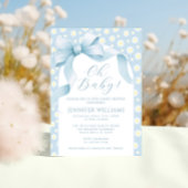 Daisy Lichtblauwe Bloemen Boog Ribbon Baby Boy Dou Kaart