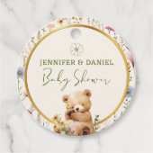 Daisy Light Beige Charmante Teddybeer Baby shower Bedankjes Labels (Voorkant)