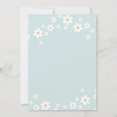 Daisy Light Blue Retro Baby shower Invitation Kaart (Achterkant)