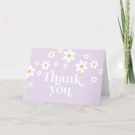Daisy Lilac Boho Baby Borrel Bedankkaart