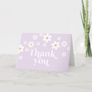 Daisy Lilac Boho Baby Borrel Bedankkaart