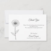 Daisy Line Art Begrafenis Dank u Nota Kaart (Voorkant)