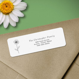 Daisy Line Art Bloem Retouradres Label