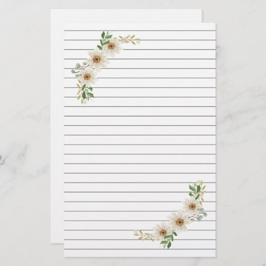 Daisy Lined Stationery Briefpapier (Voorkant / Achterkant)