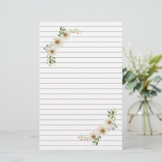 Daisy Lined Stationery Briefpapier (Staand voorkant)