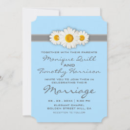 Daisy Lint Blauw Bruiloft Uitnodiging Kaart
