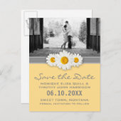 Daisy Lint - Geel Grijs & Wit Save the Date Aankondigingskaart (Voorkant / Achterkant)