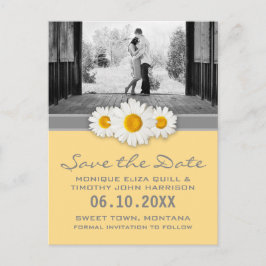 Daisy Lint - Geel Grijs & Wit Save the Date Aankondigingskaart