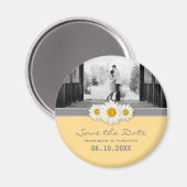 Daisy Lint - Geel Grijs & Wit Save the Date Magneet (Voorkant / Achterkant)