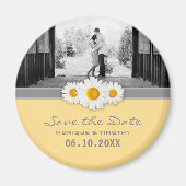 Daisy Lint - Geel Grijs & Wit Save the Date Magneet (Voorkant)
