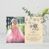 Daisy Little Miss ONEderful Invitation w/Photo - Y Kaart (Staand voorkant)