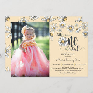 Daisy Little Miss ONEderful Invitation w/Photo - Y Kaart