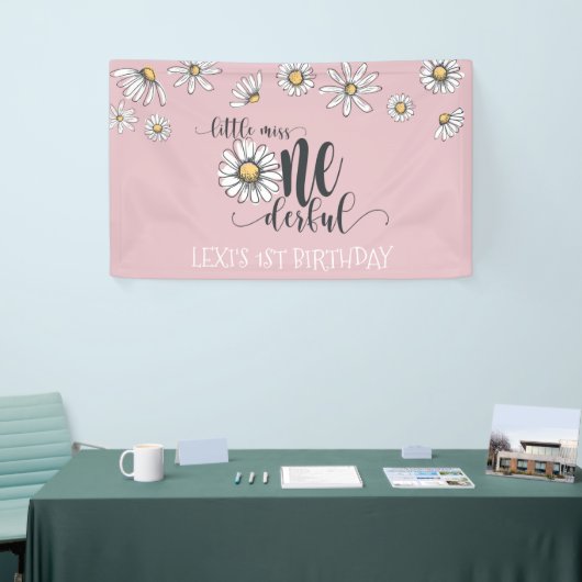Daisy Little Miss ONEderful Party Banner - Roze (Beurs)